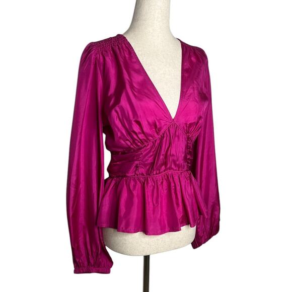 *NWOT Sea Fabiloa Silk Peplum Top Pink/Viscose – Sz Small - Picture 5 of 8